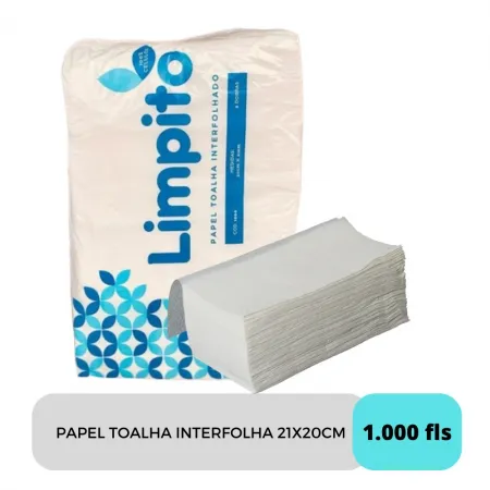 PAPEL TOALHA 100% CEL VIRGEM 20X21 CM C/ 1000 FOLHAS LIMPITO