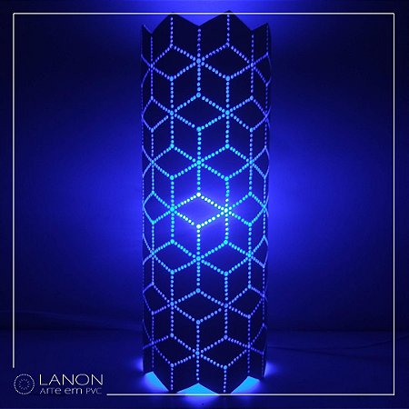 Luminária de mesa decorativa - Geométrica Cubos - Azul