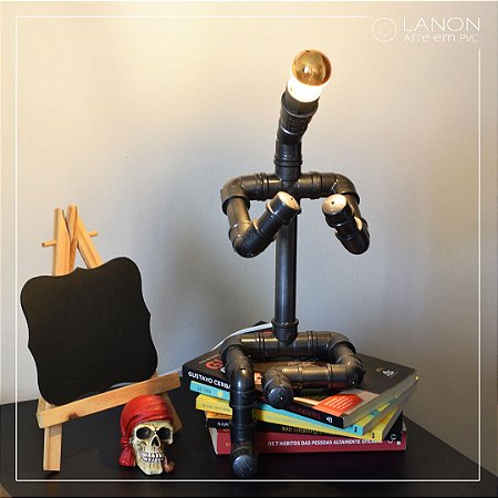 Luminária de mesa decorativa - Robô Articulável - Chumbo