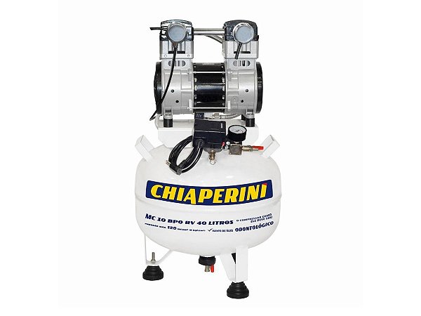 Compressor Odontológico 10 Pcm 40 Litros Isento de óleo 110v - MC 10 BPO RV 40 L Chiaperini