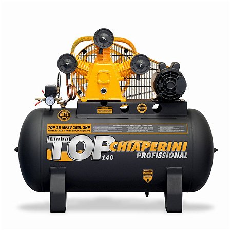 Compressor de ar média pressão 15 pcm 150 litros - Chiaperini TOP 15 MP3V 150 L 110/220 Mono - 16787