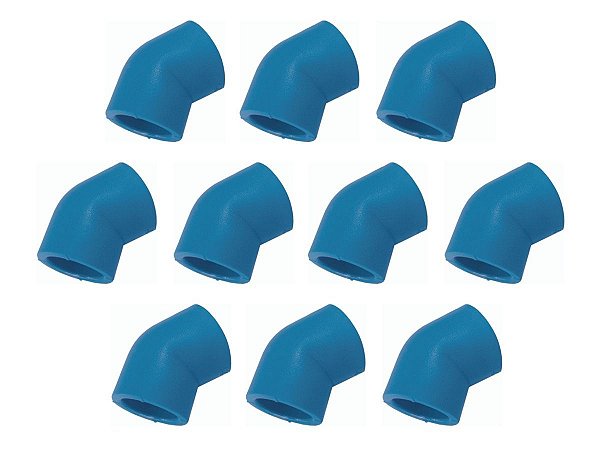 Kit Com 10 Peças - Joelho 45° Azul Ppr Para Ar Comprimido Topfusion Ø 40mm