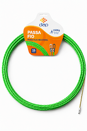 Guia Passa Fio Helicoidal Verde 15mts 150kg