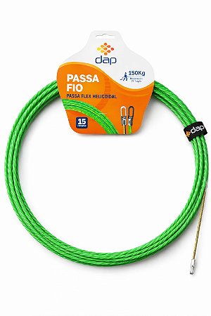 Guia Passa Fio Helicoidal Verde 15mts 150kg
