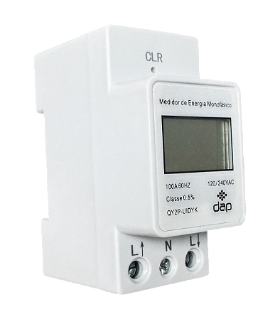 Medidor Consumo Energia Monofásico Digital 100A para Trilho DIN