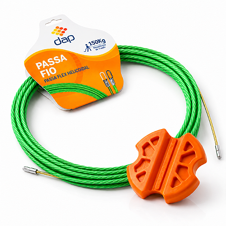 Kit Passa Fio Sonda Helicoidal Verde 15metros + Garra Auxiliar Puxa Cabo