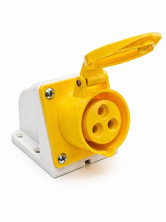 Tomada Industrial Sobrepor Fêmea 3 Pinos 2p+T Amarela 127v