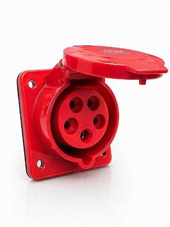 Tomada Fêmea Embutir Industrial 32A 4P+T 6h 380V/415V Vermelha