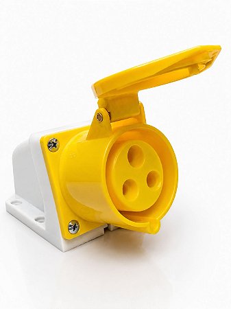Tomada Industrial Sobrepor Fêmea 3 Pinos 32A 2P +T Amarela 127v