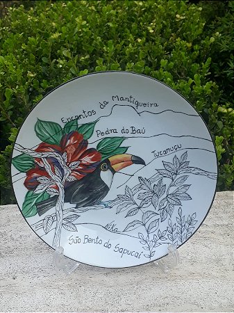 Prato de porcelana pintado + caixa