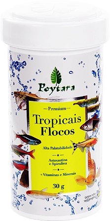 Ração Poytara Tropicais Flocos 30 Gramas