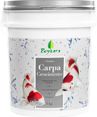 Ração Poytara Carpa Crescimento 3 Kg Balde
