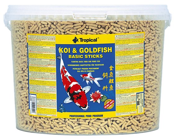 RAÇÃO TROPICAL KOI E GOLDFISH BASIC STICKS 900 GRAMAS BALDE