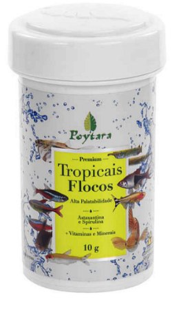 Ração Poytara Tropicais Flocos 10 Gramas