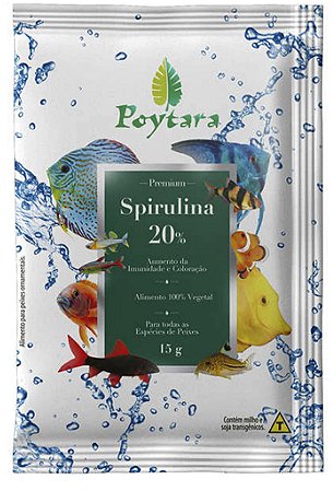 Ração Poytara Spirulina 20% Premium p/Peixes Ornamentais 15g