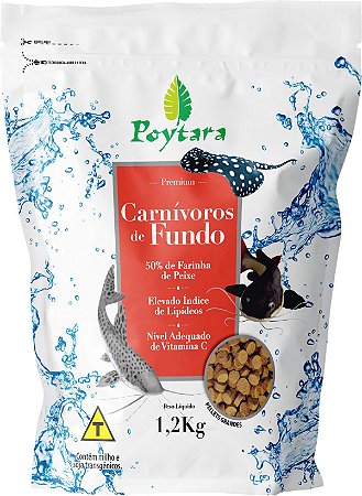 Ração Poytara Carnívoros De Fundo 1,2 Kg (Pellets G)