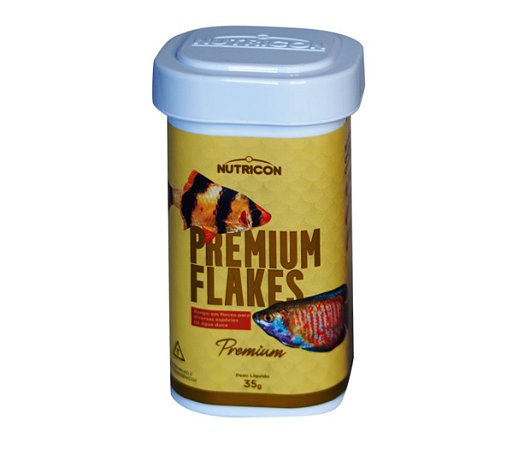 Ração P/Peixes Premium Flakes Nutricon 35 Gramas