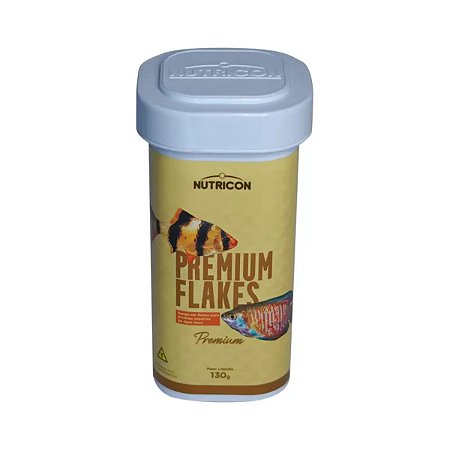 Ração P/Peixes Premium Flakes Nutricon 130 Gramas
