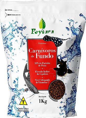 Ração Poytara Carnívoros De Fundo 1 Kg (Pellets P)