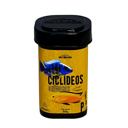 Ração P/Peixes Ciclídeos Onívoros P C/Alho Nutricon 50 Gr