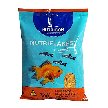 Ração em Flocos P/Peixes Nutriflakes 500 Gramas Nutricon