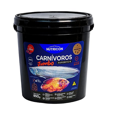 Ração P/Peixes Carnívoros de Superfície Jumbo 850 G Nutricon