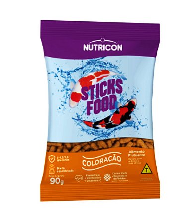 Ração P/Carpas Nutricon Sticks Food Coloração 90 Gramas