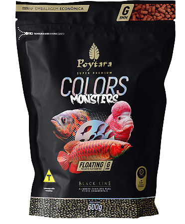 Ração Poytara Monsters Colors Floating G 600g - Pellets 9mm