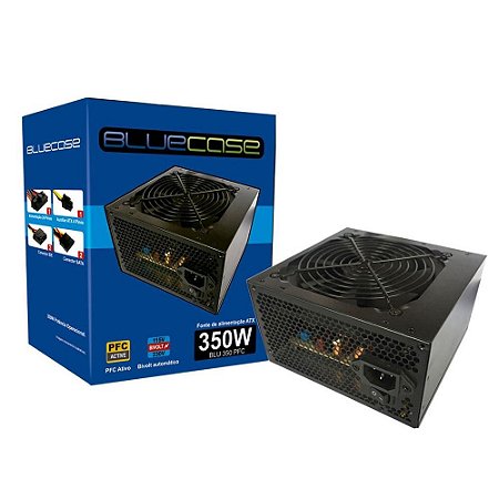 FONTE BLUECASE BOX -  BLU350PFC ATX 350W REAL 2*SATA 2* IDE PFC ATVO C/ CABO