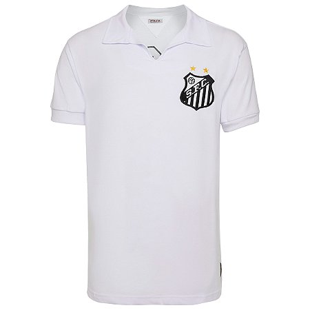 CAMISA SANTOS BRANCA 1962 E 1963 COM ESTRELAS MANGA CURTA MUNDIAL