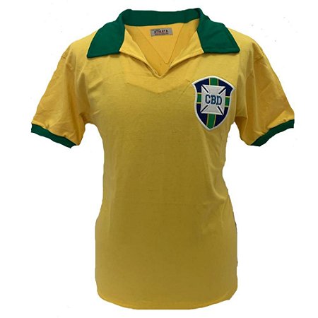 Camisa Seleção brasileira Classica usada de 1958 a 1965 - Retro