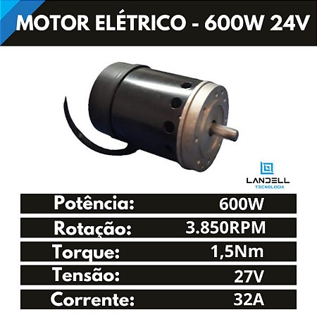 Motor Elétrico DC - 24V - 600W (0,8 HP) - Ventilado