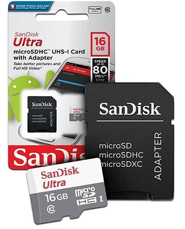 Cartão de Memória SanDisk Micro SD Ultra 16GB 80MB/S Classe 10 - Classic  Informática