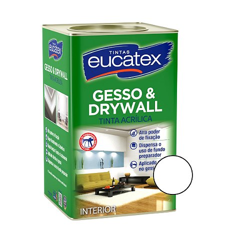 Tinta Acrílica Gesso e Drywall - 18L Branco - Eucatex