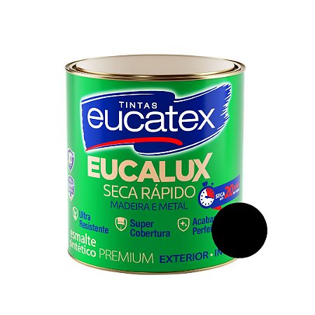 Esmalte Sintético Eucalux Preto Brilhante - 900ml - Eucatex