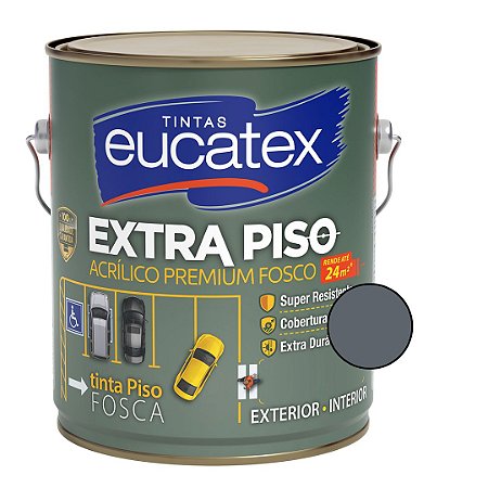 Tinta Acrílica Extra Piso Premium Fosco Cinza 3,6L - Eucatex