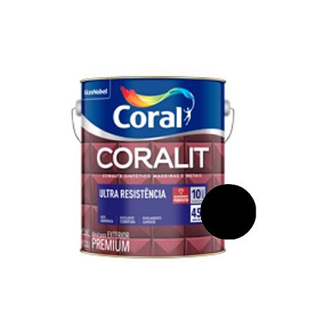 Esmalte Sintético Coralit Ultra Res. Fosco Preto 900ml - Coral