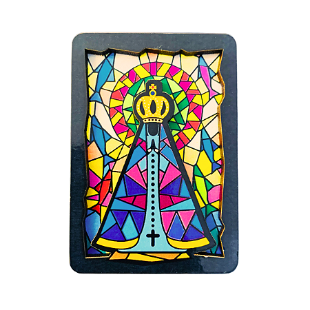 Imã Geladeira Mural Aparecida Quadro Preto e Colorido MDF 3mm 08