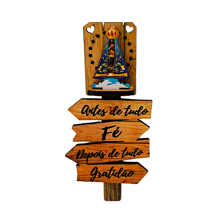 Imã Geladeira Mural Aparecida Antes de Tudo Fé MDF 3mm 48