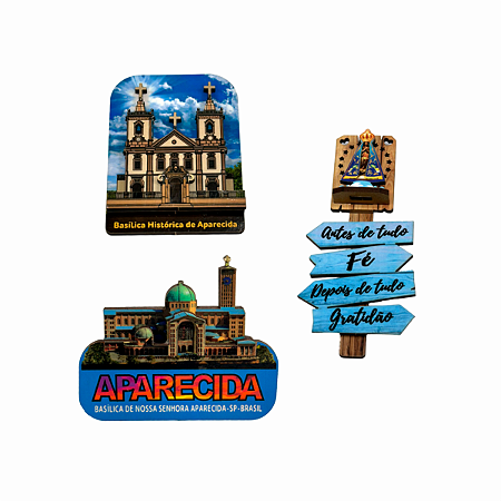 3 Imãs Geladeira Mural Nossa Senhora Aparecida MDF 3D 03