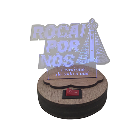 Luminária MDF N. Senhora Aparecida Rogai Por Nós Azul P