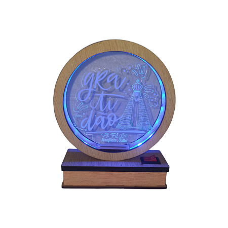 Luminária MDF N. Senhora Aparecida Gratidão Azul G