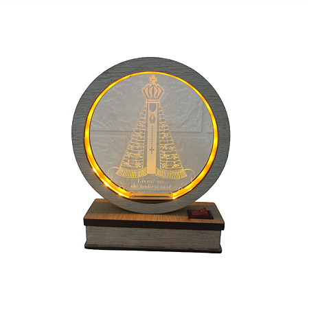 Luminária MDF N. Senhora Aparecida Livrai-me Amarelo G