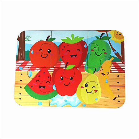 Quebra Cabeça Infantil Brinquedo Educativo MDF - Frutas 6pçs