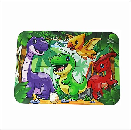 Quebra Cabeça Infantil Brinquedo Educativo MDF - Dinos 6pçs