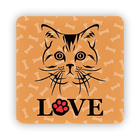 Porta Copo Magnético / Imã de Geladeira | Love Cat (3)