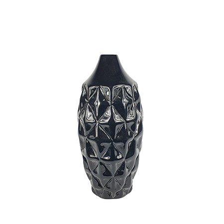 Vaso de Cerâmica Preto - Losango