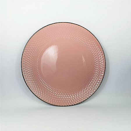 Prato de Cerâmica - Rosa - 27,5cm