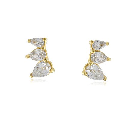 Brinco Ear Cuff Celina Cristal Dourado