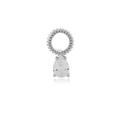 Pin Lock Gota Pedra Cristal Rbranco